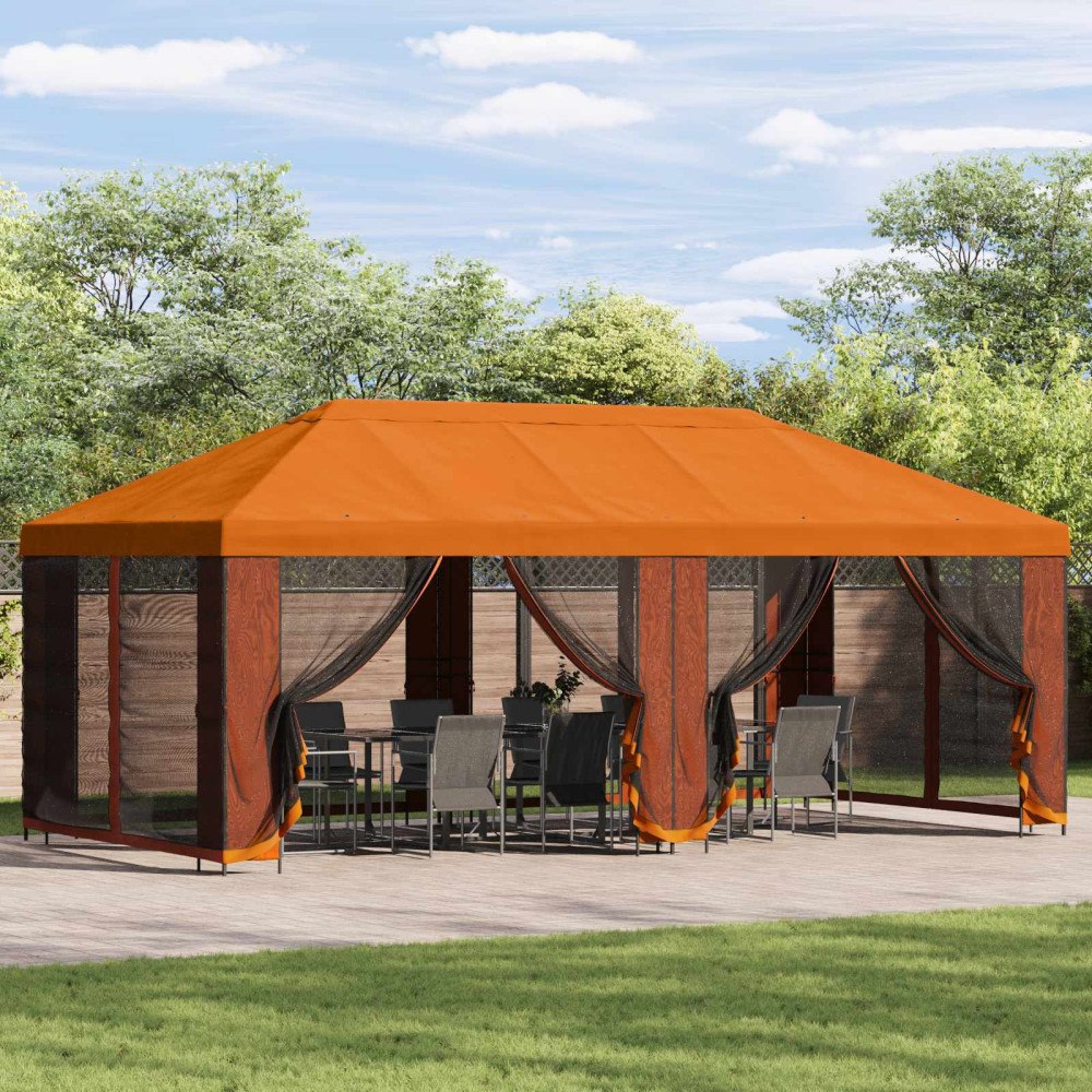 vidaXL Trädgårdsgazebo 6 x 3 m Orange Polyester och Stål 190
