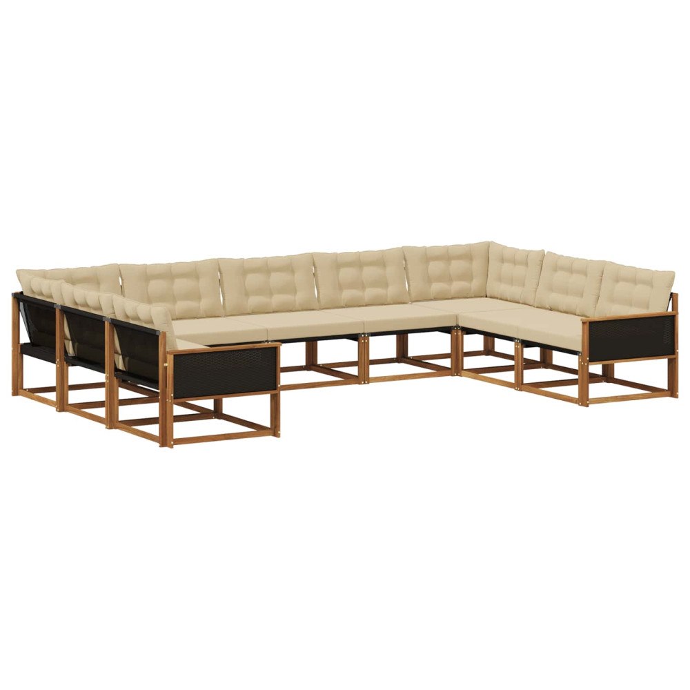 vidaXL Utomhussoffset 9 st Naturlig och Beige
