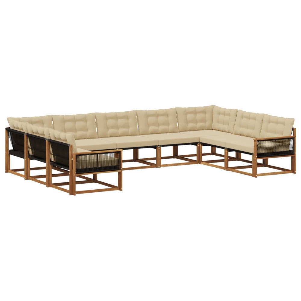 vidaXL Utomhussoffset 9 st Naturlig och Beige