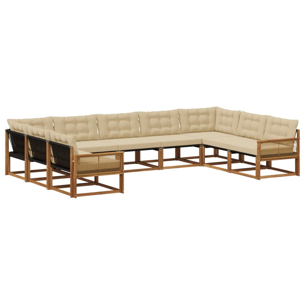 vidaXL Utomhussoffset 9 st Naturlig och Beige