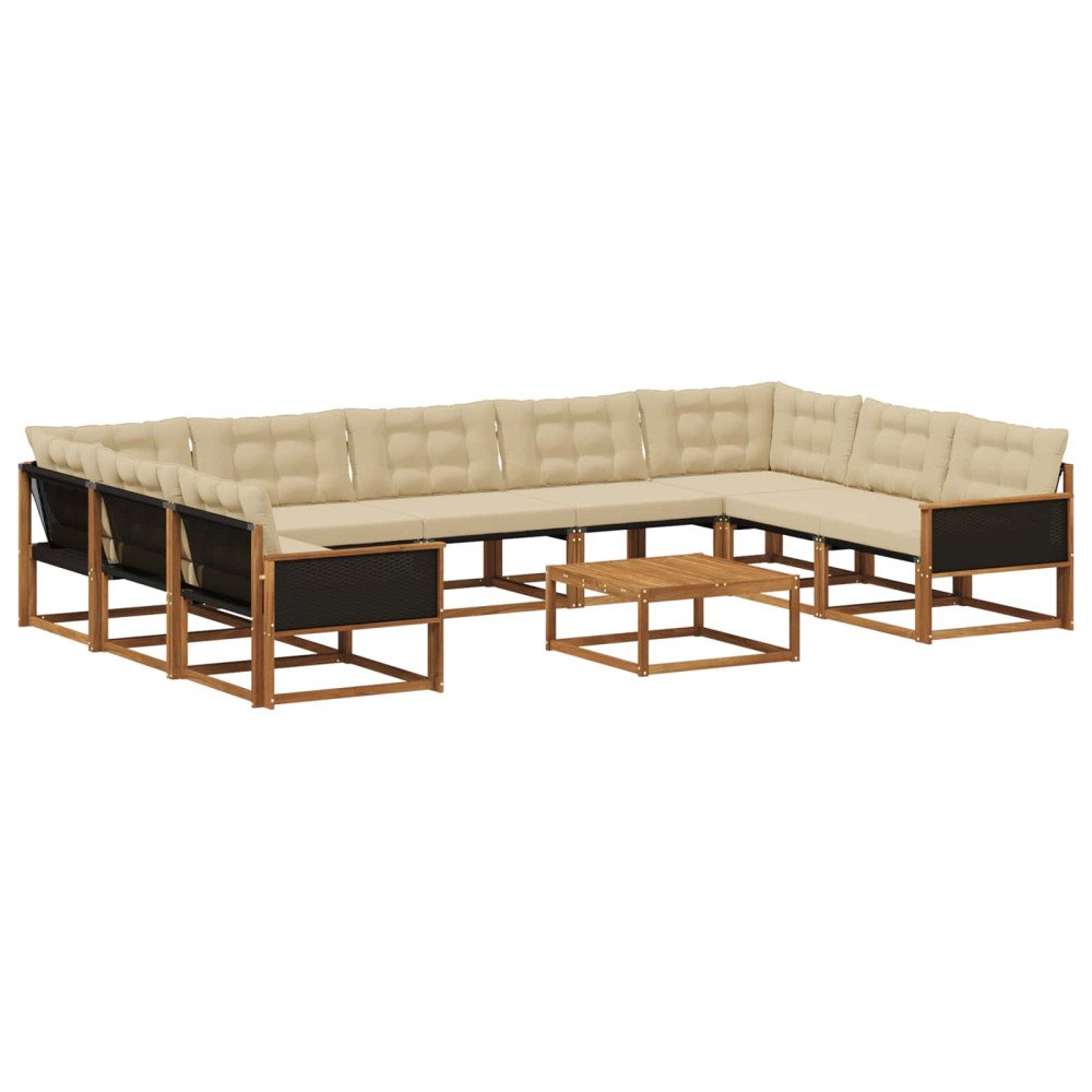vidaXL Utomhussoffset 10 st Naturlig och Beige
