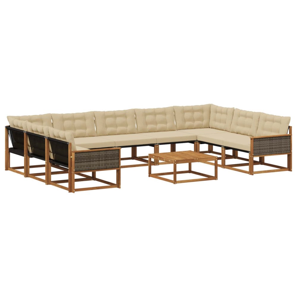 vidaXL Utomhussoffset 10 st Naturlig och Beige