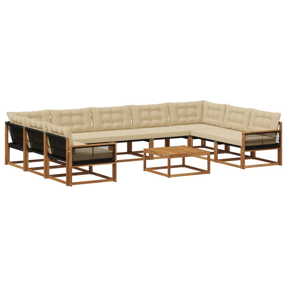 vidaXL Utomhussoffset 10 st Naturlig och Beige