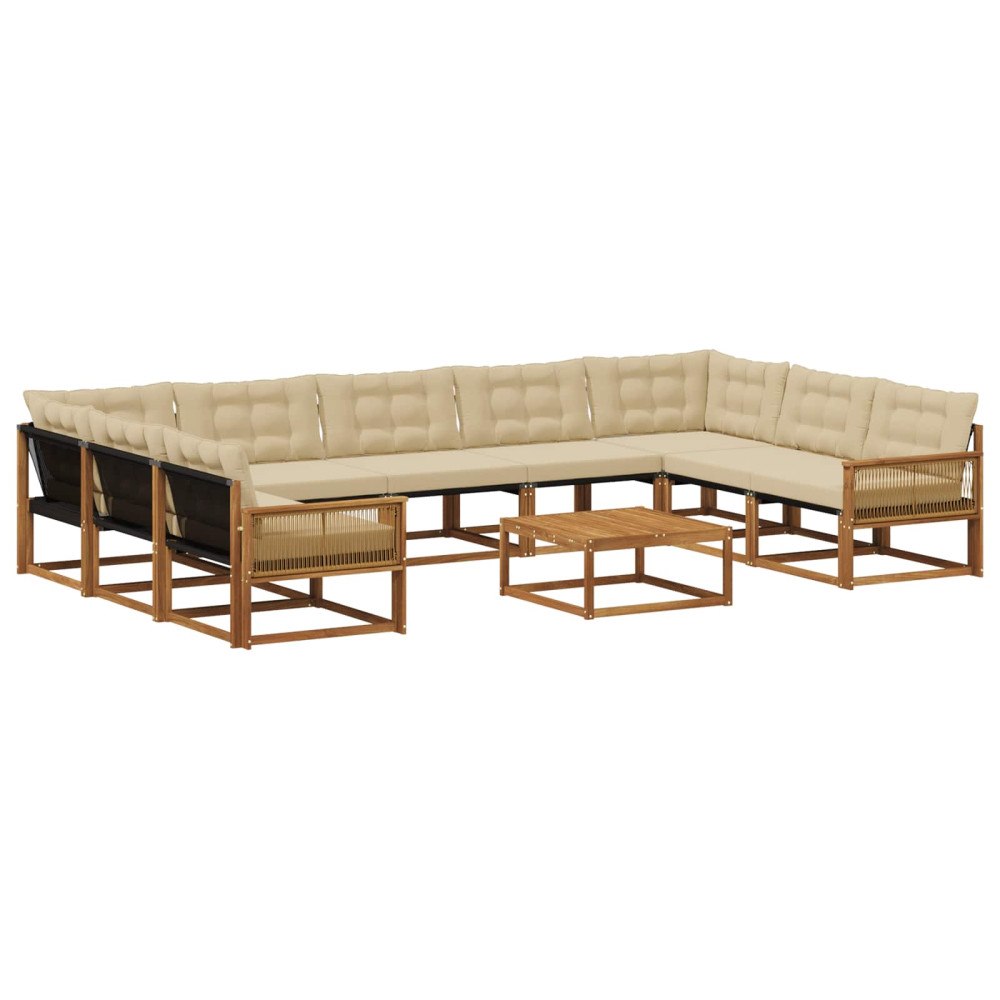 vidaXL Utomhussoffset 10 st Naturlig och Beige