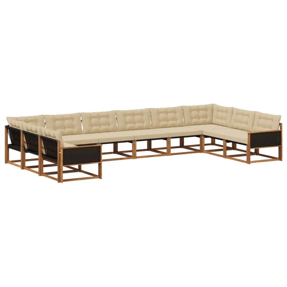 vidaXL Utomhussoffset 10 st Naturlig och Beige