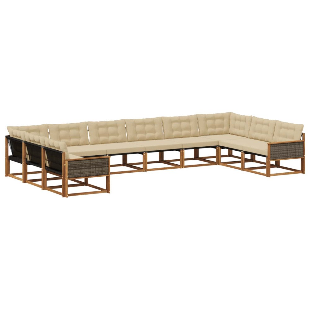 vidaXL Utomhussoffset 10 st Naturlig och Beige