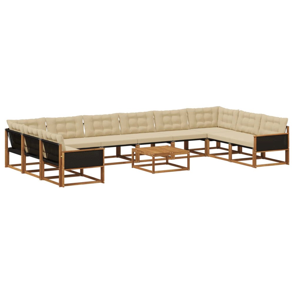vidaXL Utomhussoffset 11 st Naturlig och Beige