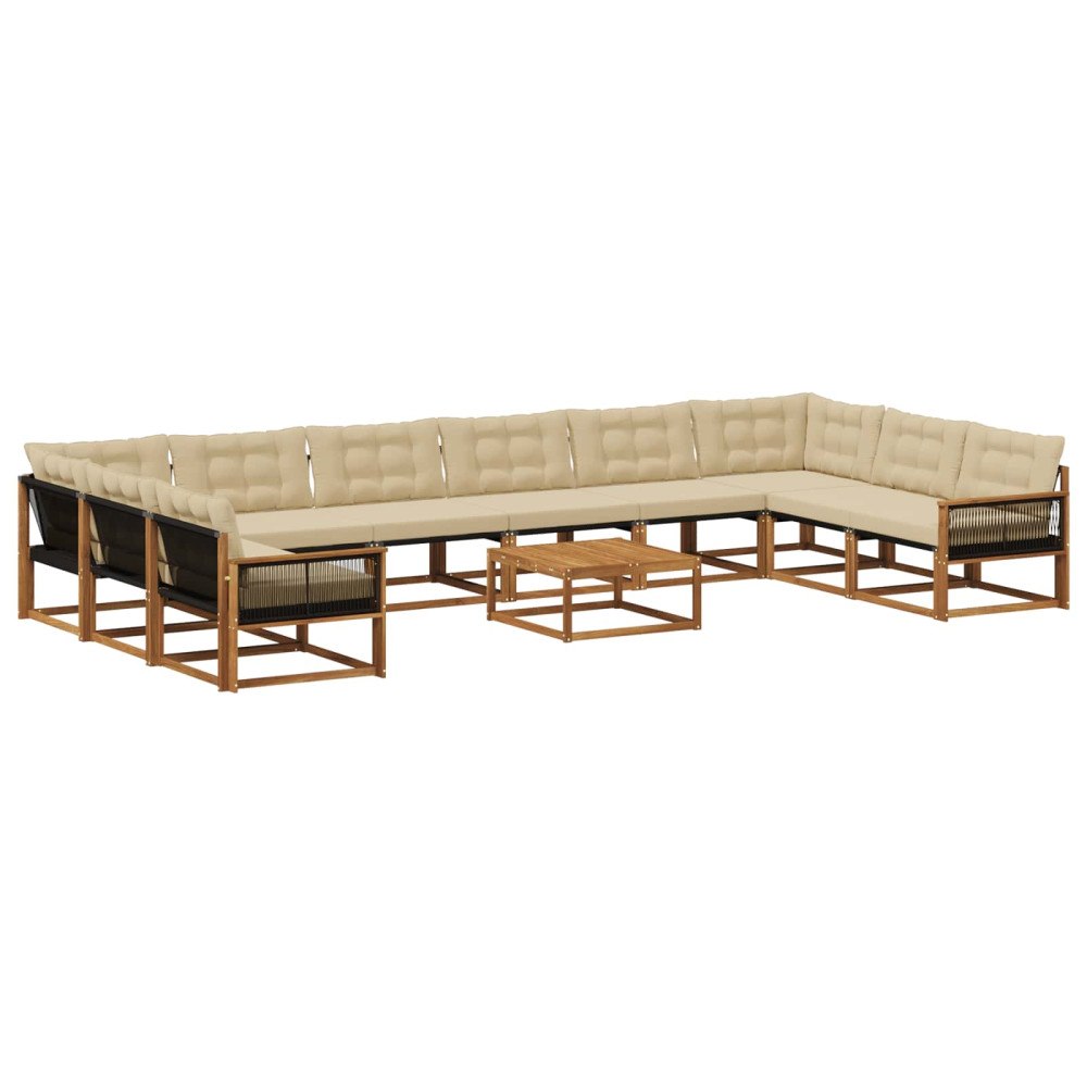 vidaXL Utomhussoffset 11 st Naturlig och Beige