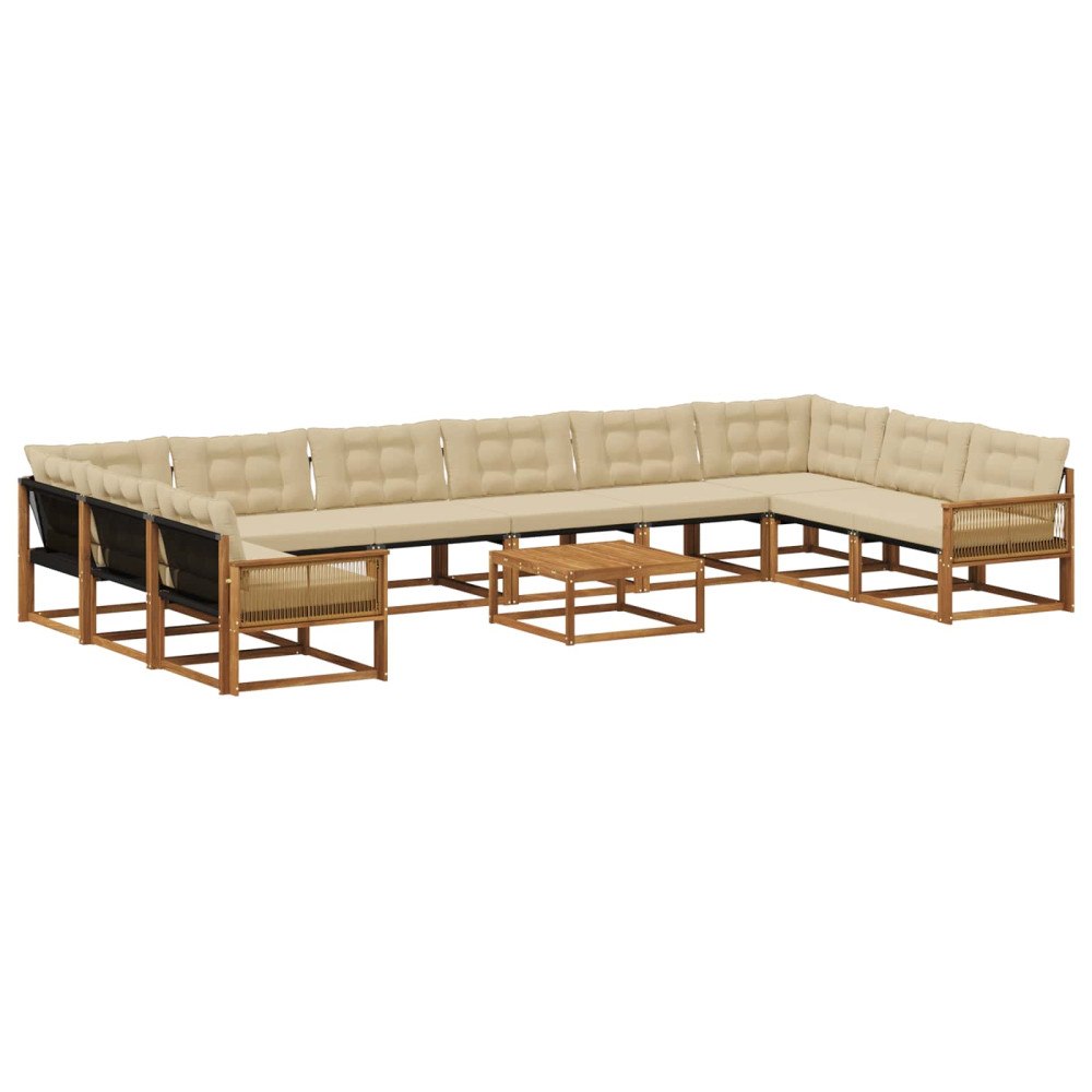 vidaXL Utomhussoffset 11 st Naturlig och Beige