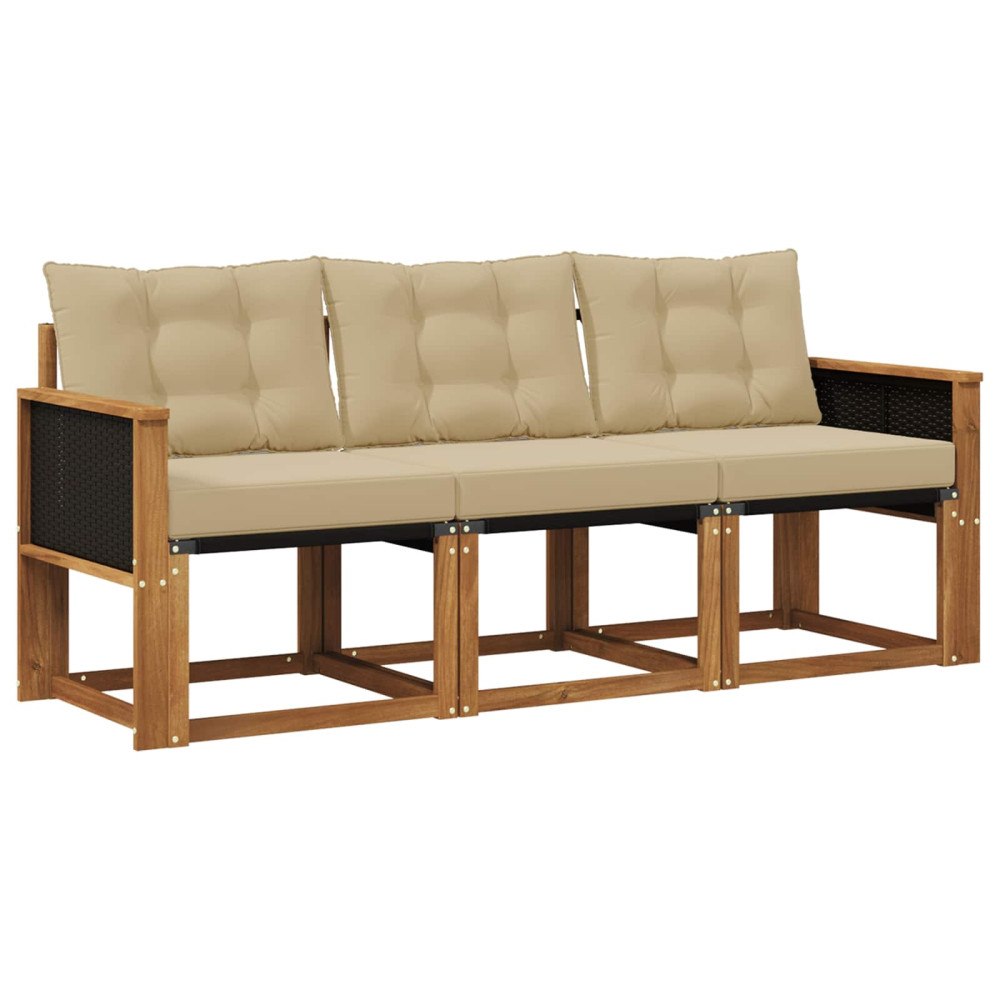 vidaXL Utomhussoffset 3 st Naturlig och Beige