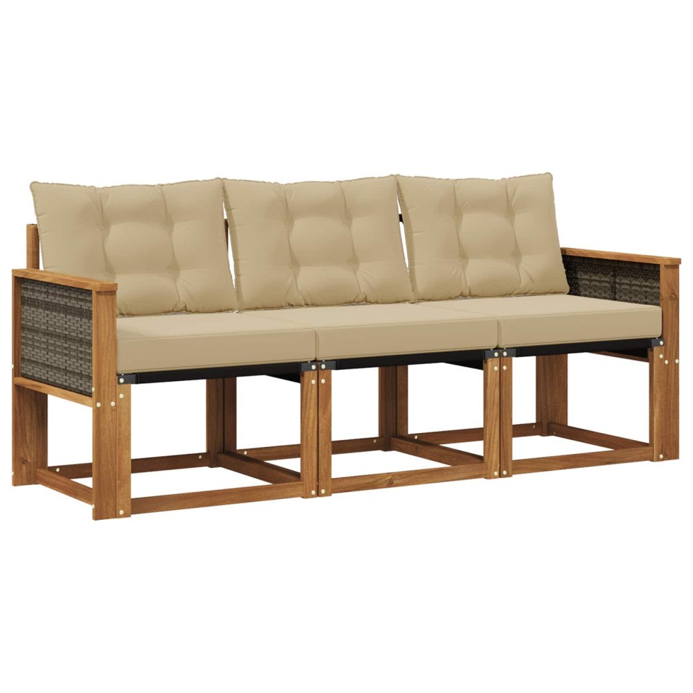 vidaXL Utomhussoffset 3 st Naturlig och Beige