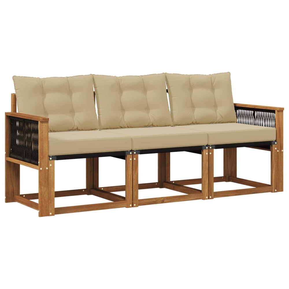 vidaXL Utomhussoffset 3 st Naturlig och Beige
