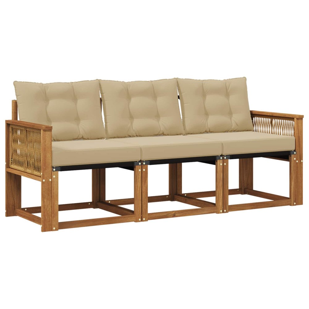 vidaXL Utomhussoffset 3 st Naturlig och Beige