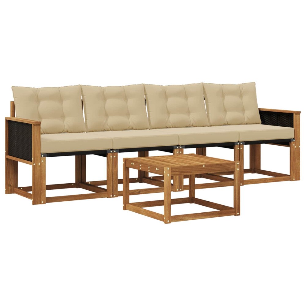 vidaXL Utomhussoffset 5 st Naturlig och Beige