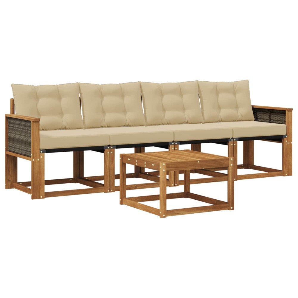vidaXL Utomhussoffset 5 st Naturlig och Beige