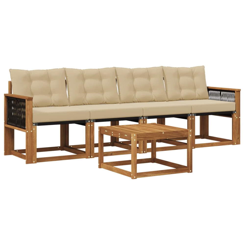 vidaXL Utomhussoffset 5 st Naturlig och Beige