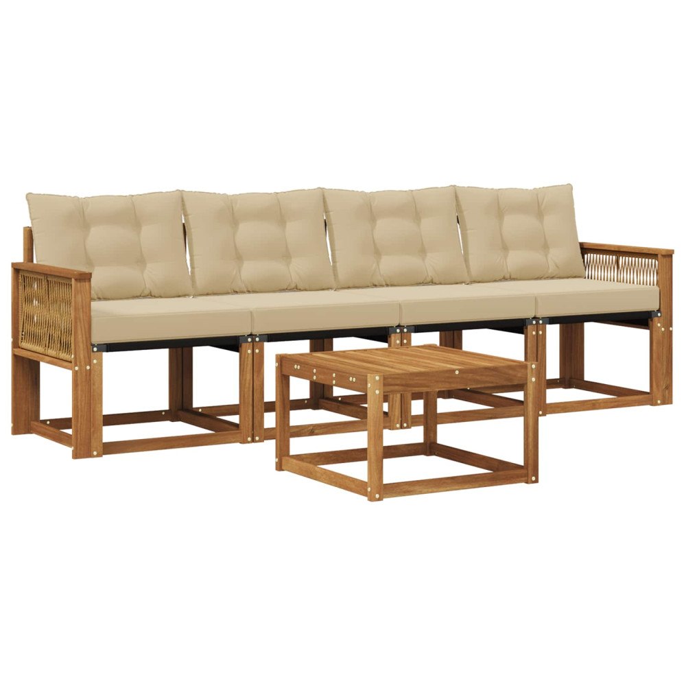 vidaXL Utomhussoffset 5 st Naturlig och Beige