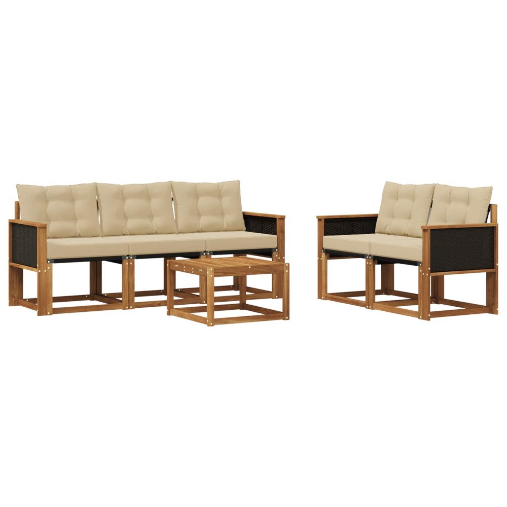 vidaXL Utomhussoffset 6 st Naturlig och Beige