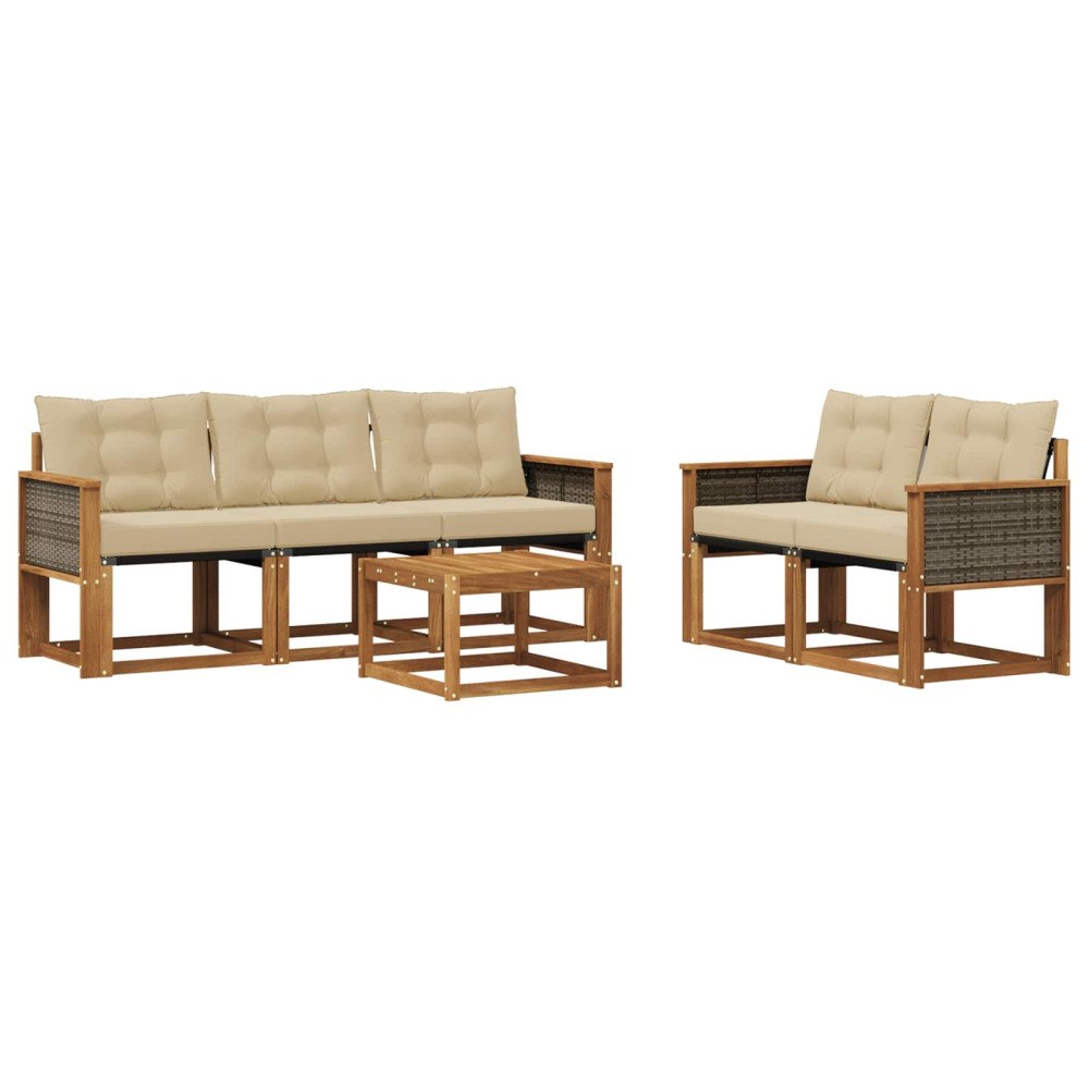 vidaXL Utomhussoffset 6 st Naturlig och Beige