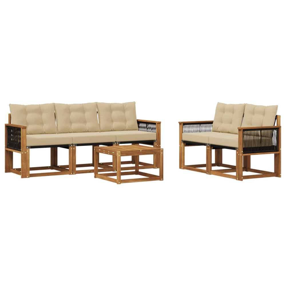 vidaXL Utomhussoffset 6 st Naturlig och Beige
