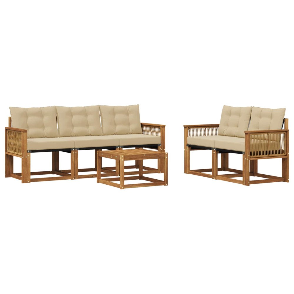 vidaXL Utomhussoffset 6 st Naturlig och Beige