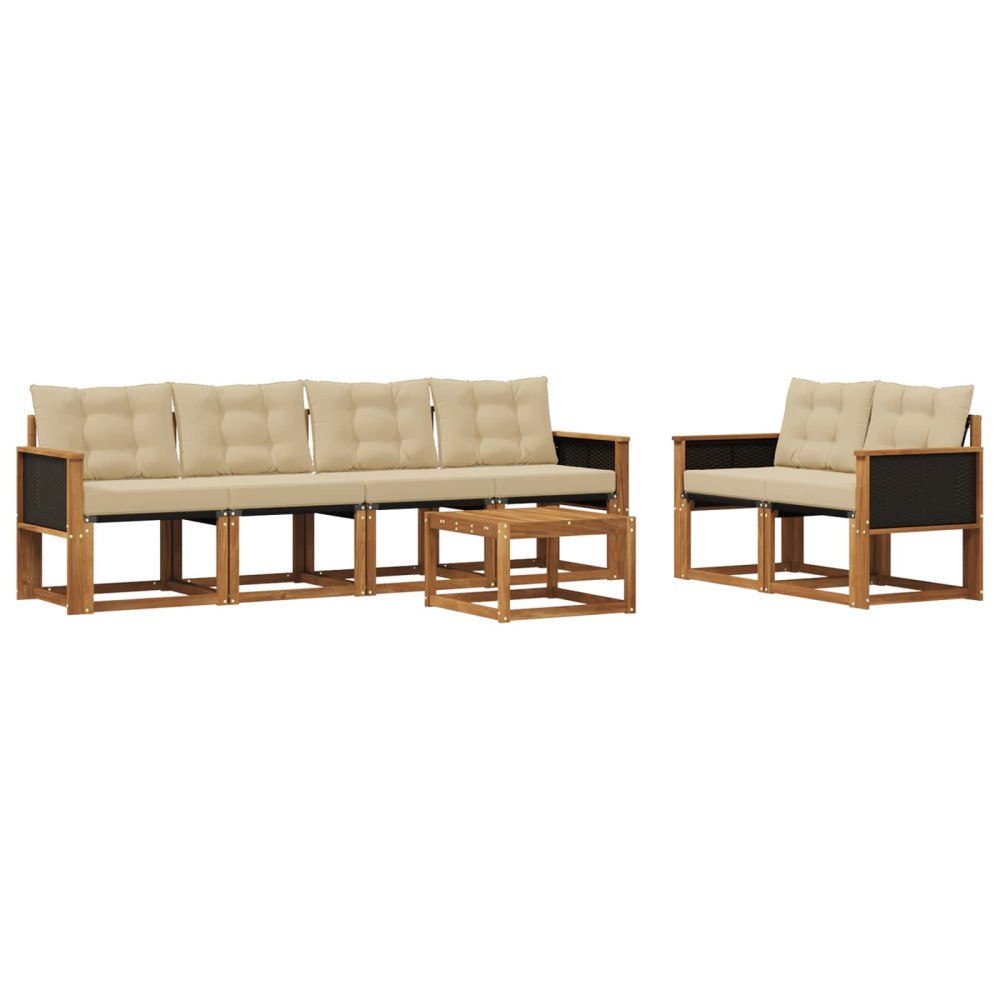 vidaXL Utomhussoffset 7 st Naturlig och Beige