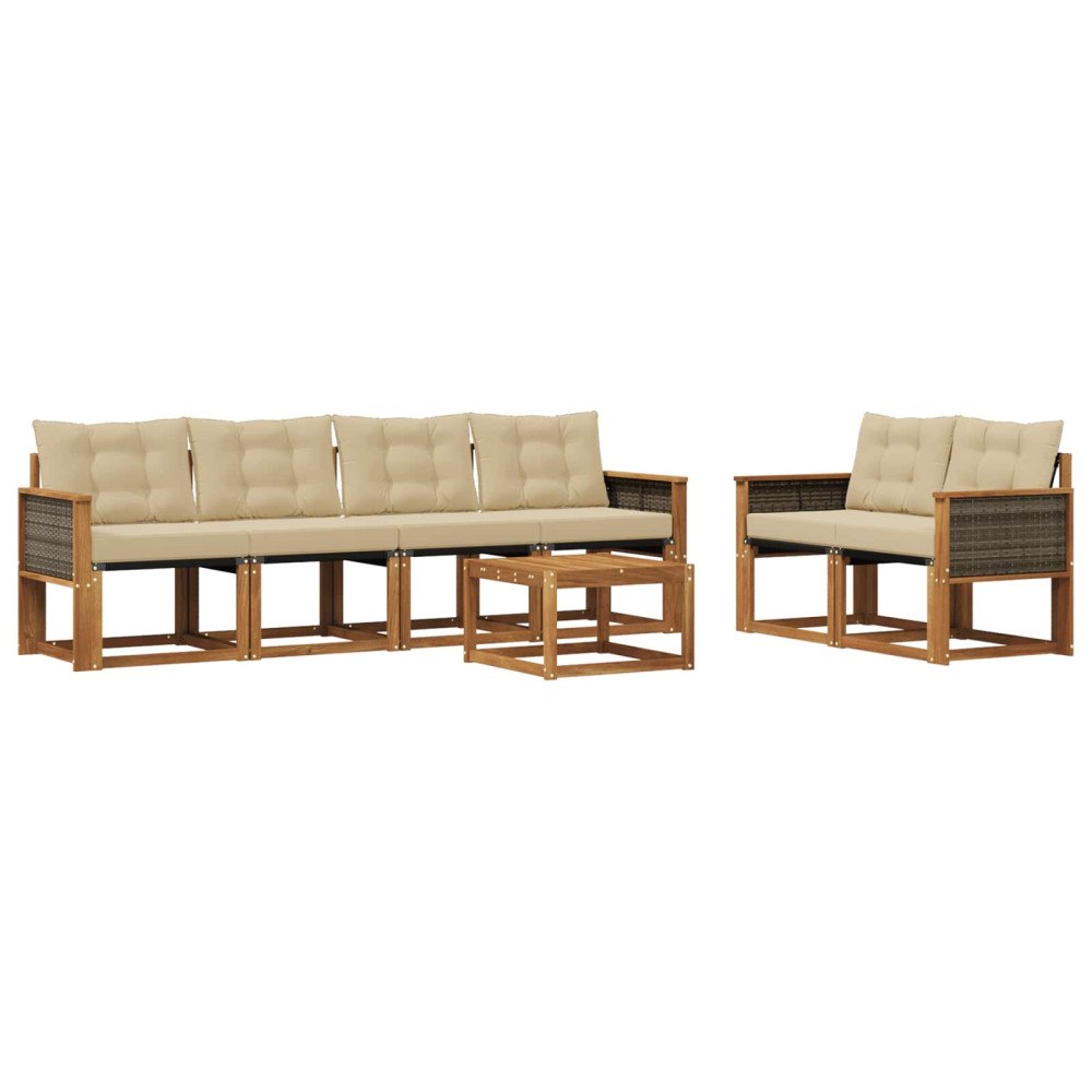 vidaXL Utomhussoffset 7 st Naturlig och Beige
