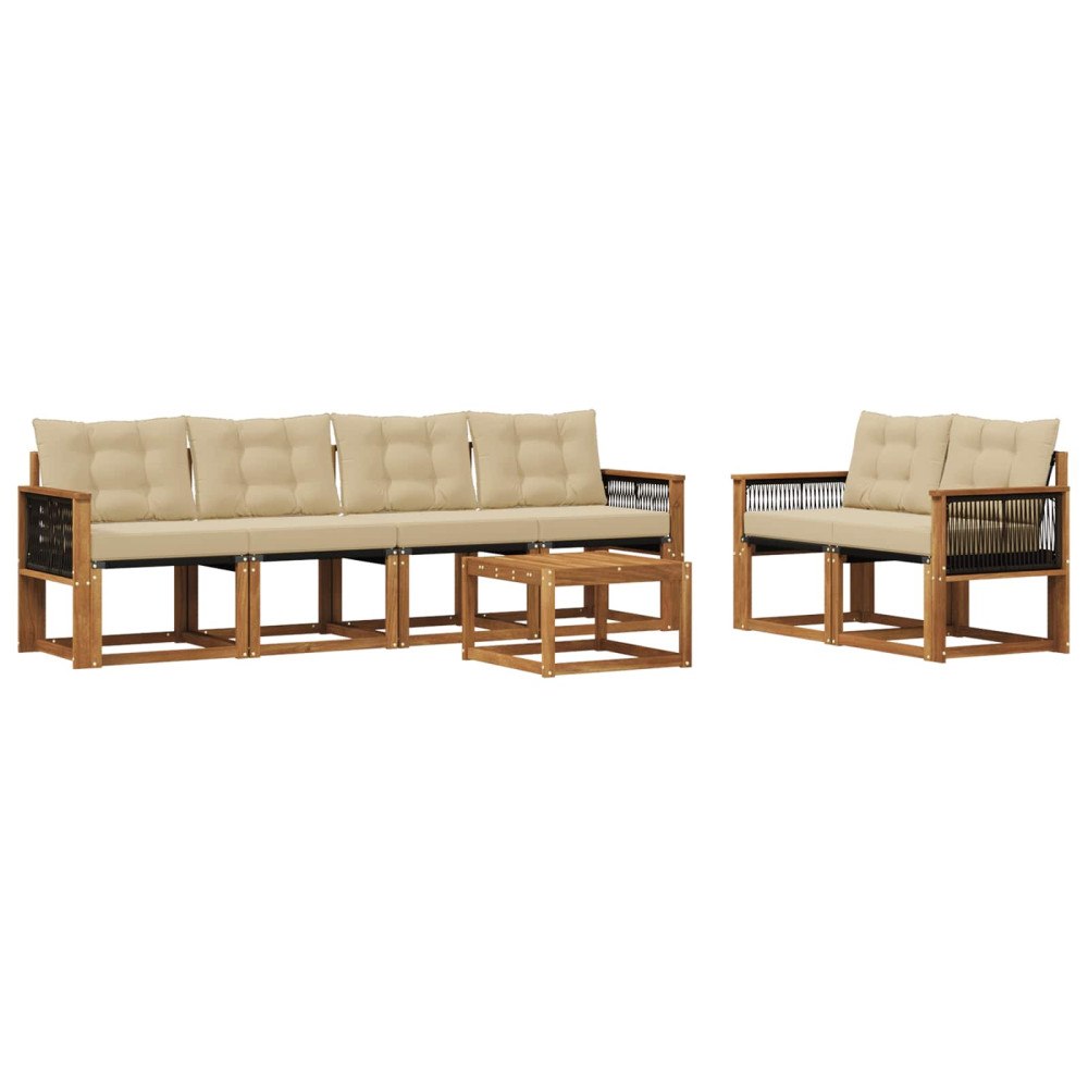 vidaXL Utomhussoffset 7 st Naturlig och Beige