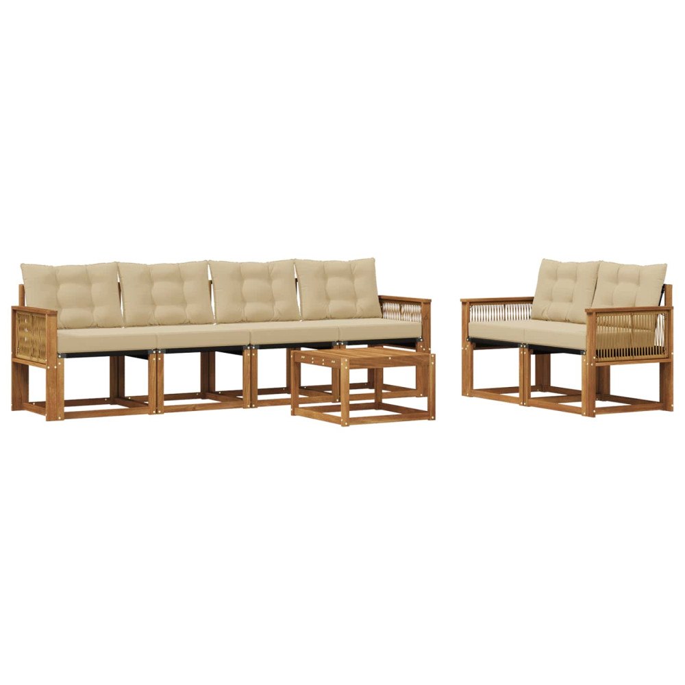 vidaXL Utomhussoffset 7 st Naturlig och Beige