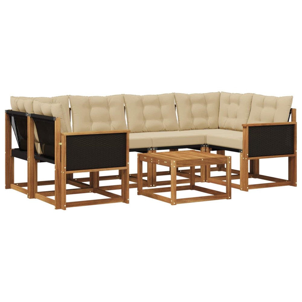 vidaXL Utomhussoffset 7 st Naturlig och Beige