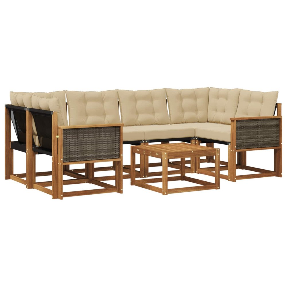 vidaXL Utomhussoffset 7 st Naturlig och Beige