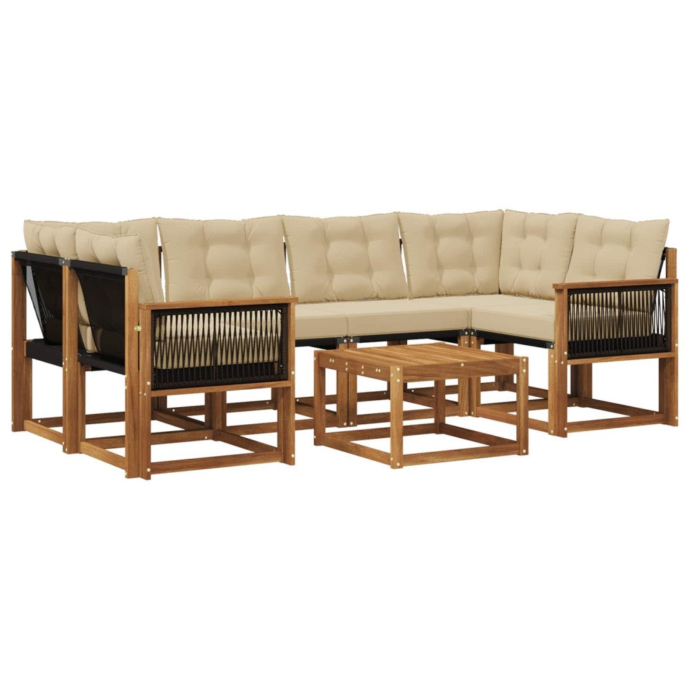 vidaXL Utomhussoffset 7 st Naturlig och Beige