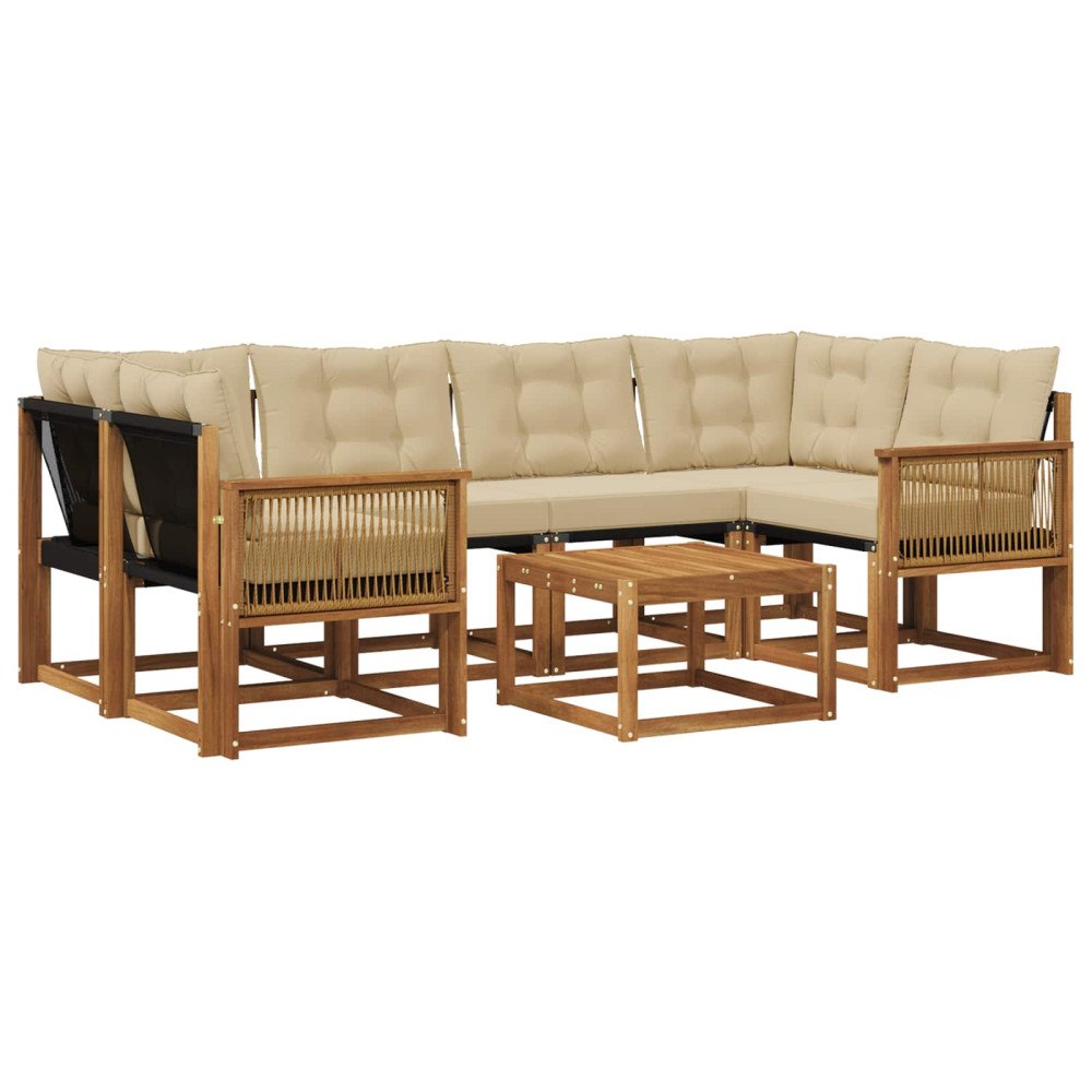 vidaXL Utomhussoffset 7 st Naturlig och Beige