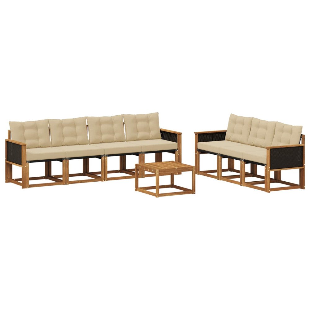 vidaXL Utomhussoffset 8 st Naturlig och Beige