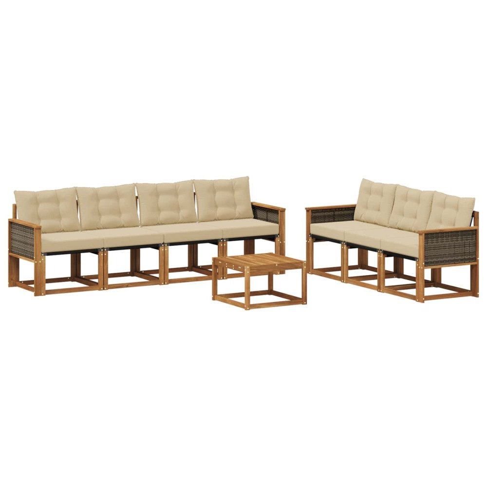 vidaXL Utomhussoffset 8 st Naturlig och Beige