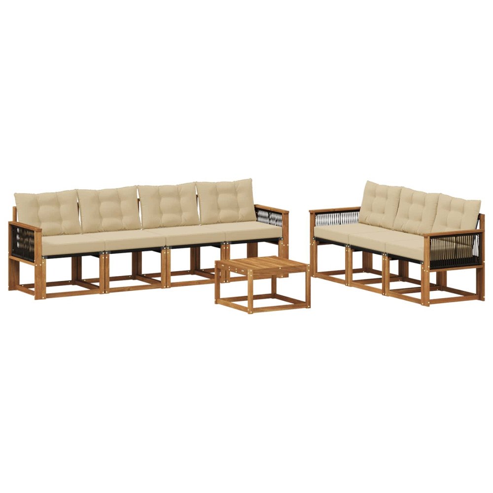 vidaXL Utomhussoffset 8 st Naturlig och Beige