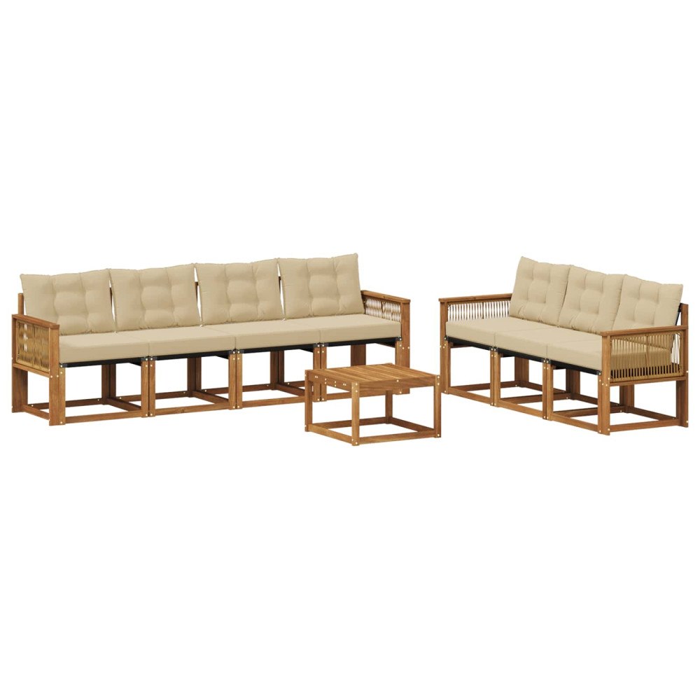 vidaXL Utomhussoffset 8 st Naturlig och Beige