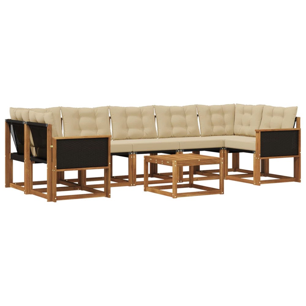 vidaXL Utomhussoffset 8 st Naturlig och Beige