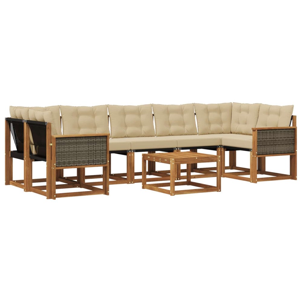 vidaXL Utomhussoffset 8 st Naturlig och Beige