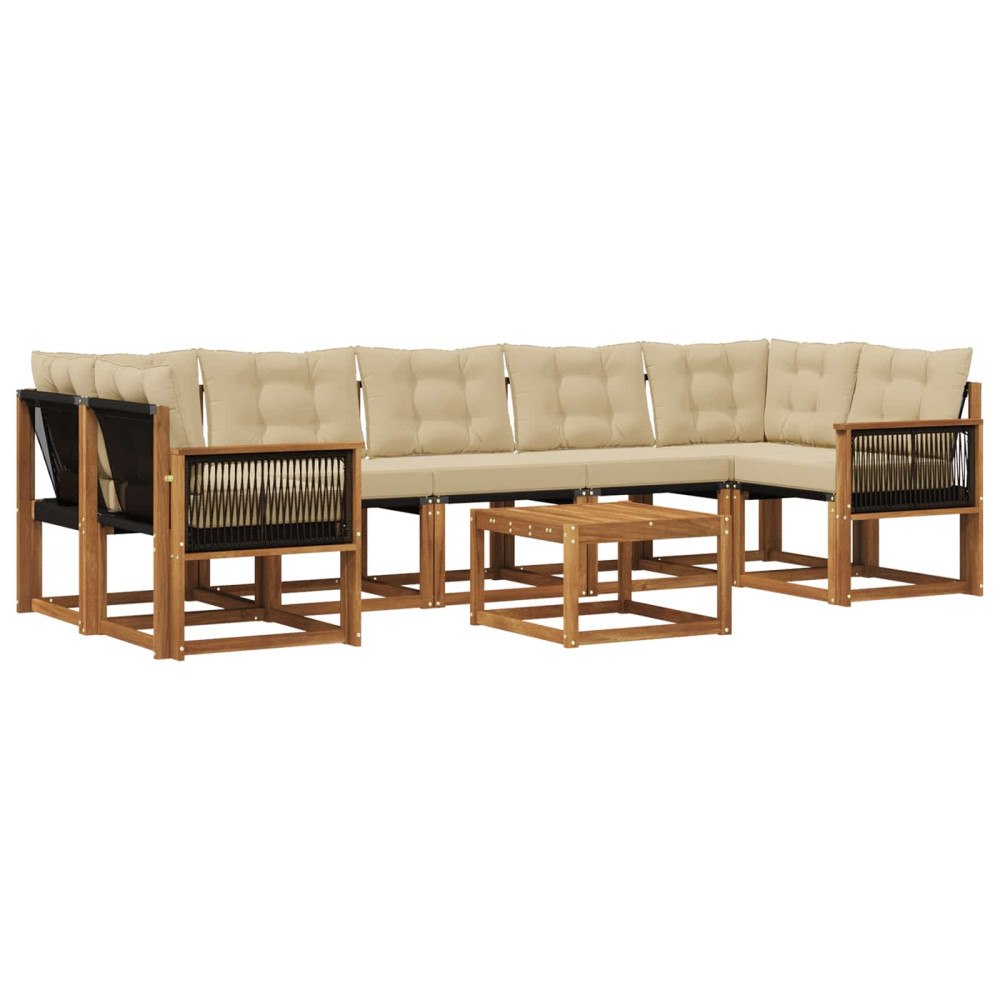 vidaXL Utomhussoffset 8 st Naturlig och Beige