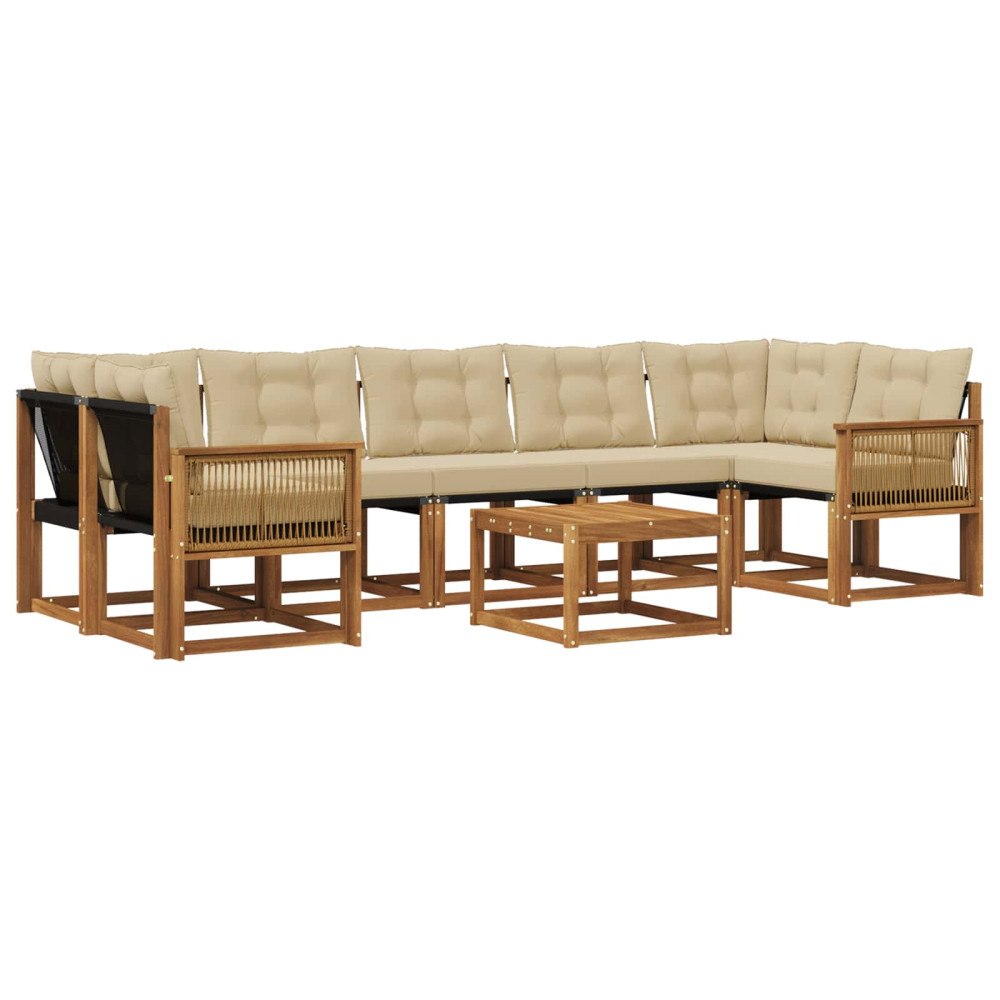 vidaXL Utomhussoffset 8 st Naturlig och Beige