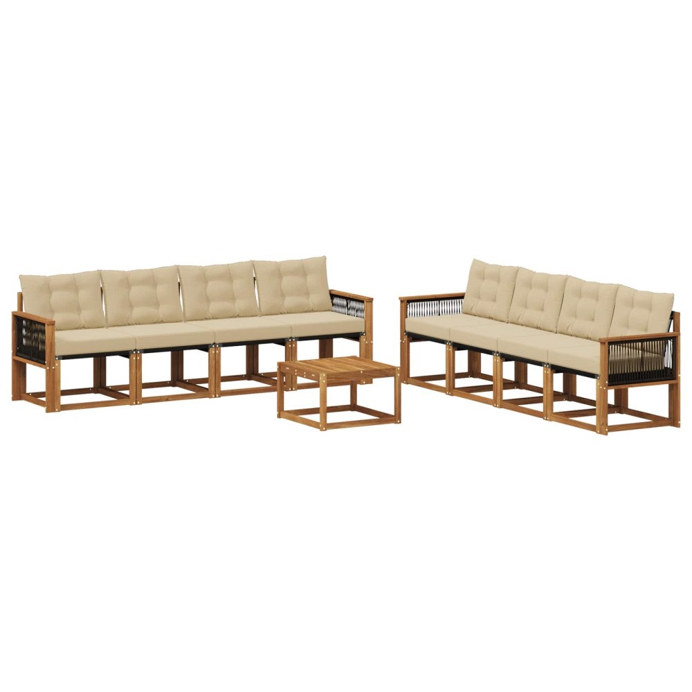 vidaXL Utomhussoffset 9 st Naturlig och Beige