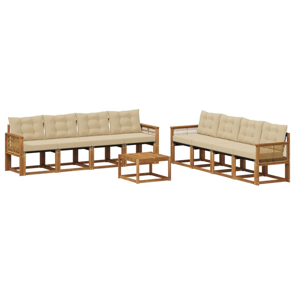 vidaXL Utomhussoffset 9 st Naturlig och Beige