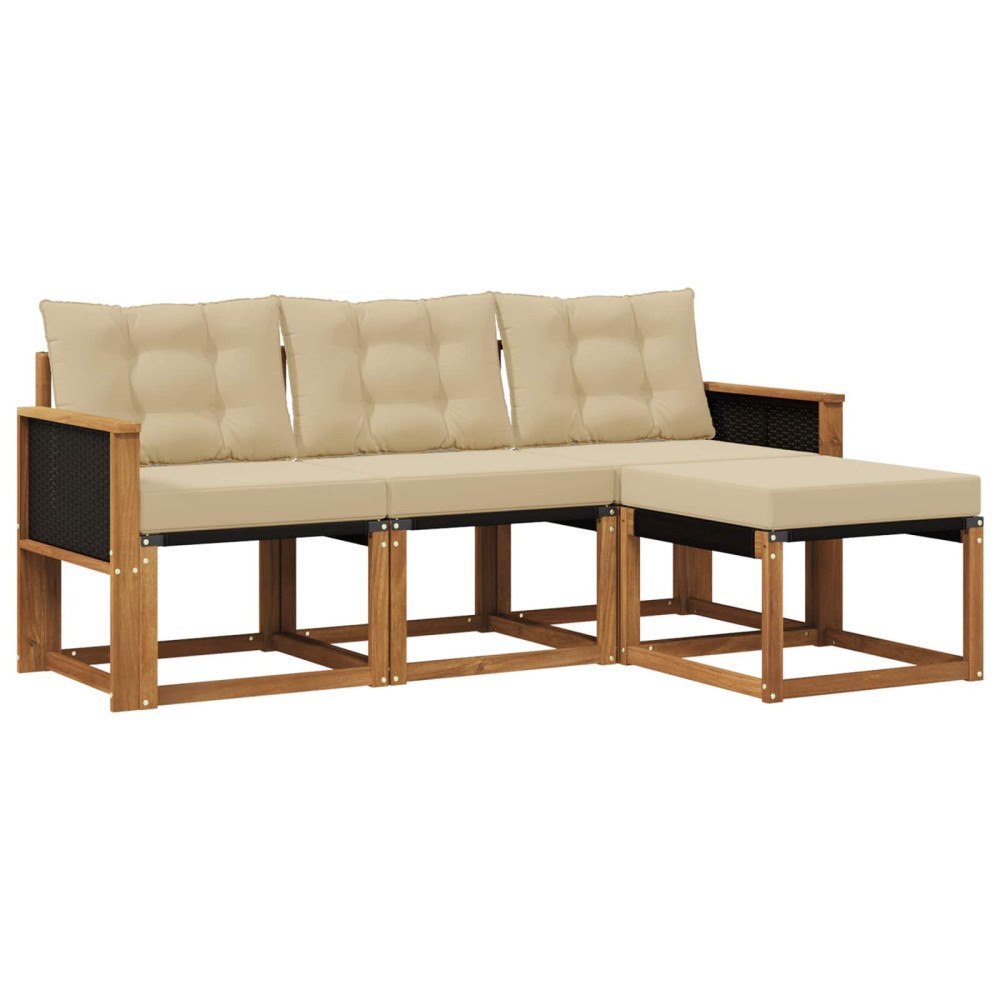 vidaXL Utomhussoffset 4 st Naturlig och Beige