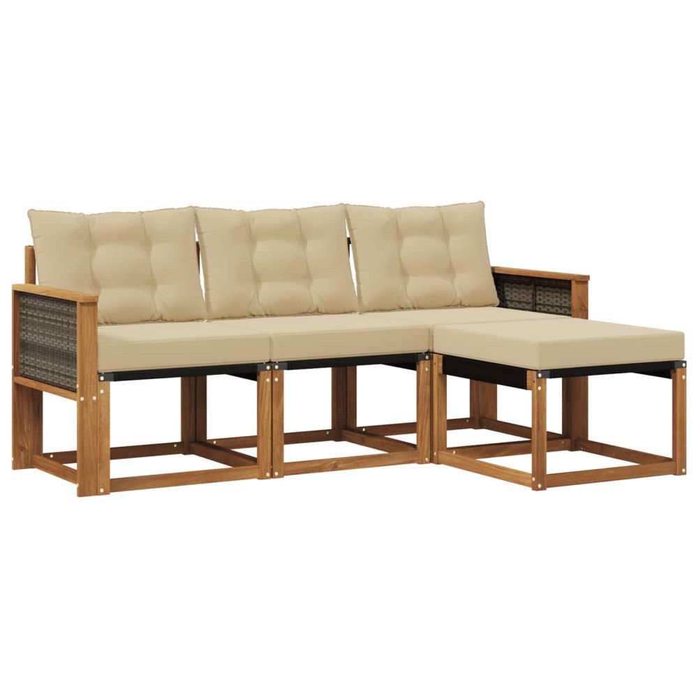 vidaXL Utomhussoffset 4 st Naturlig och Beige