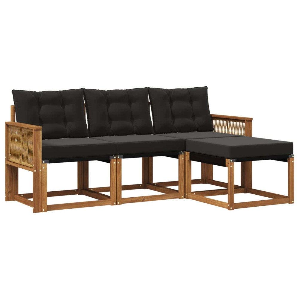 vidaXL Utomhussoffset 4 st Naturlig och svart