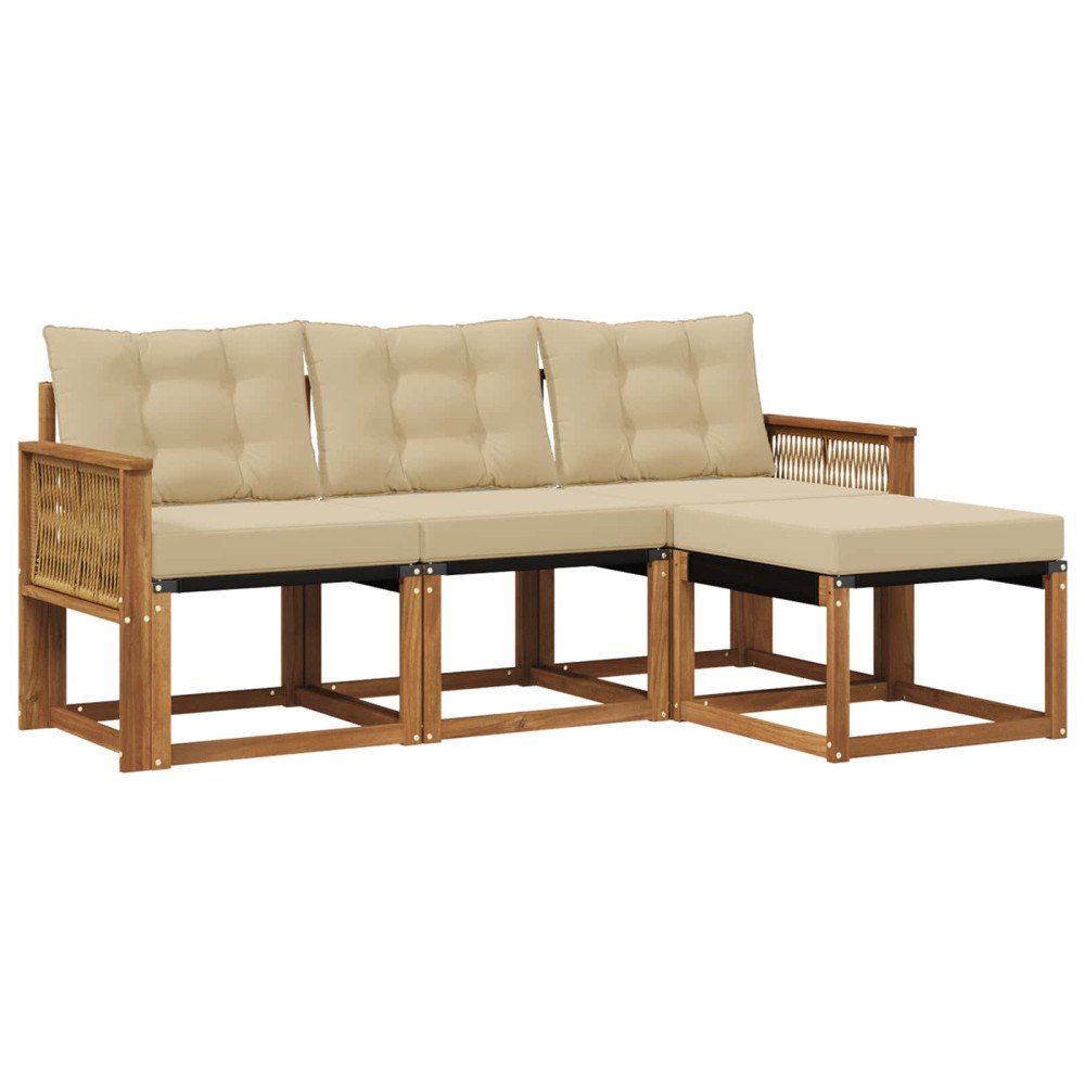 vidaXL Utomhussoffset 4 st Naturlig och Beige