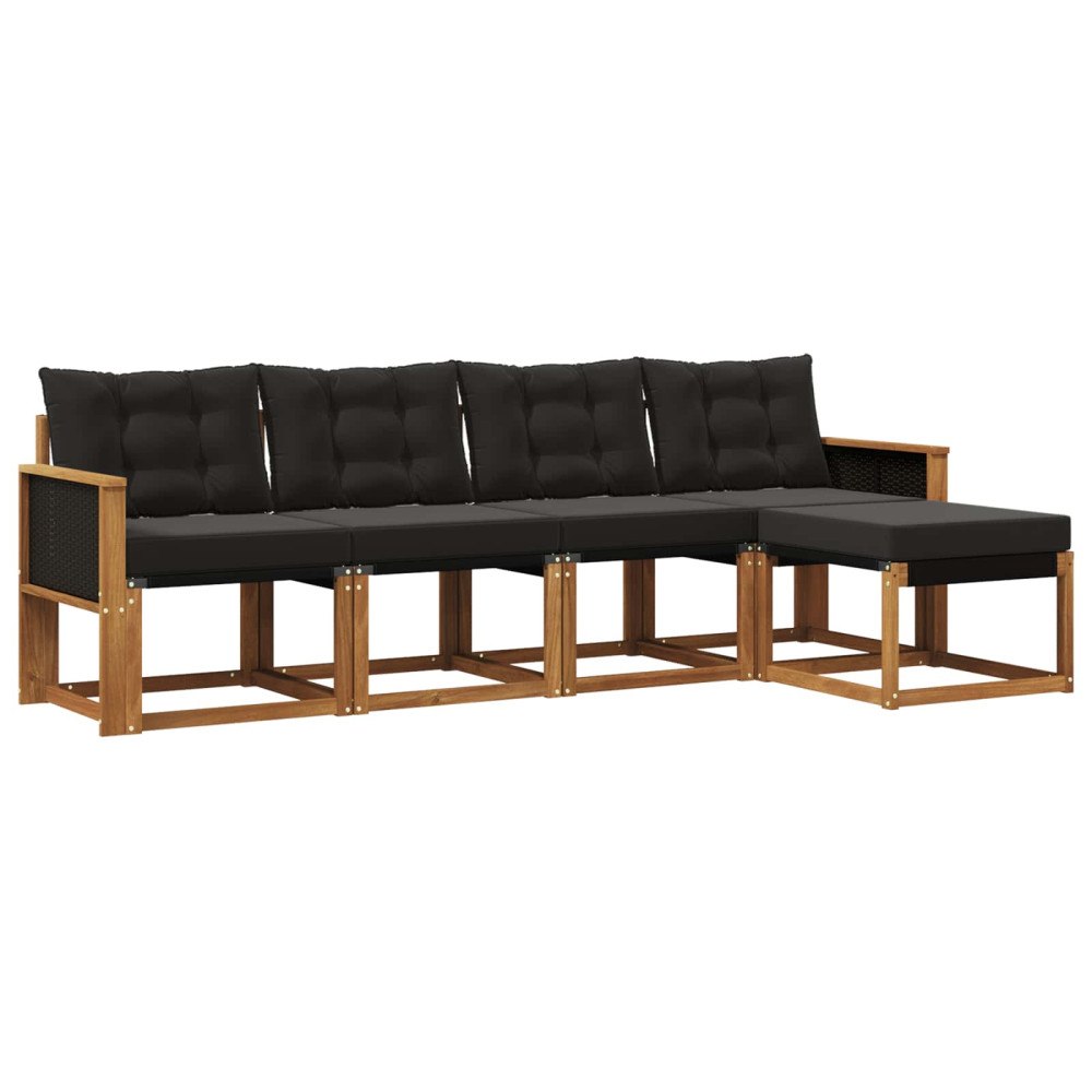 vidaXL Utomhussoffset 5 st Naturlig och svart