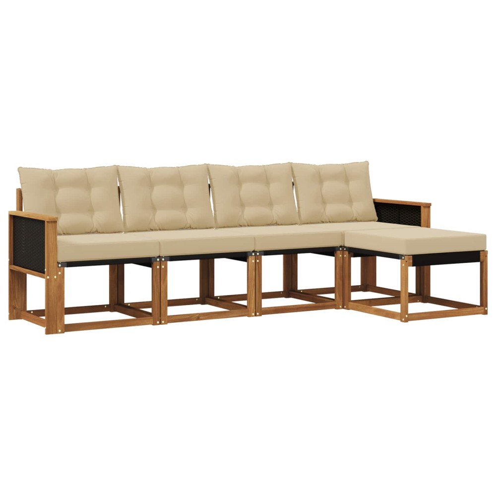 vidaXL Utomhussoffset 5 st Naturlig och Beige