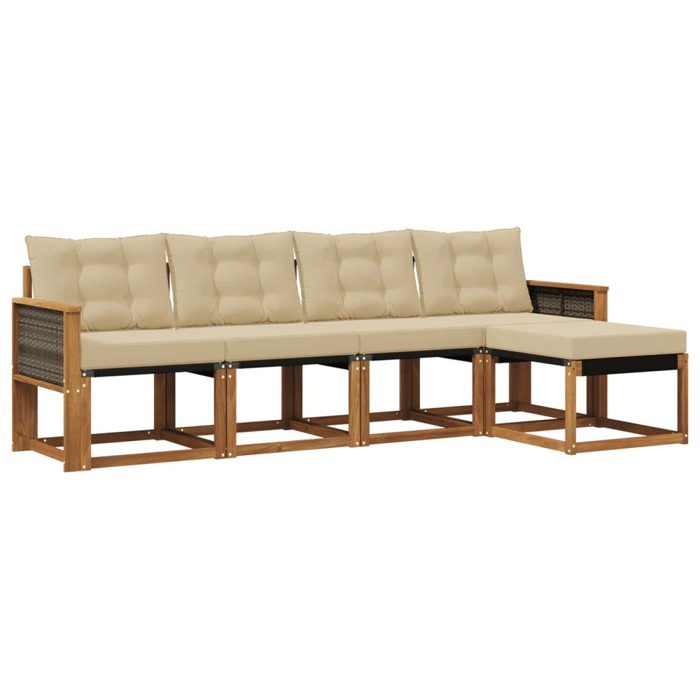 vidaXL Utomhussoffset 5 st Naturlig och Beige